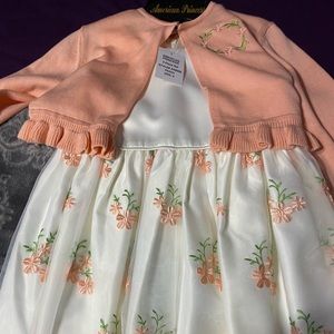 2Pc Peach & White Dress